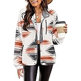 Zeagoo Women's Cozy Fleece Jacket Western Aztec Print Snap Button Down Coat with Pockets Casual Warm Outwear 2026