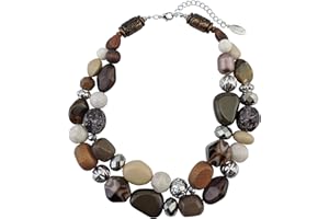 Bocar Chunky Necklaces for Women Trendy, 2 Layer Statement Necklace Fashion Collar Necklace, Handmade Costume Jewelry Women Gifts