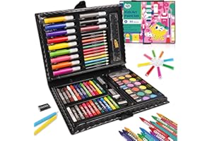KIDDYCOLOR 80-Piece Kids Art Supplies Set, Portable Art Case with Gouache, Colored Pencils, Crayons, Markers for Boys & Girls Aged 3-12, Perfect Creative Gift for Children & Teens