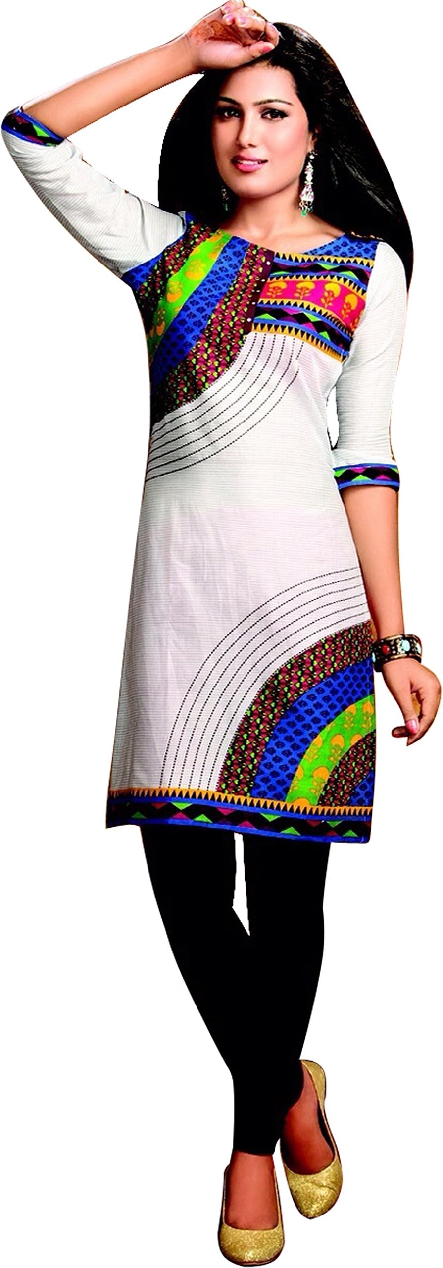 RGN-Retails Womens Cotton Tunic Top Kurti Printed Blouse RGN-34-$P