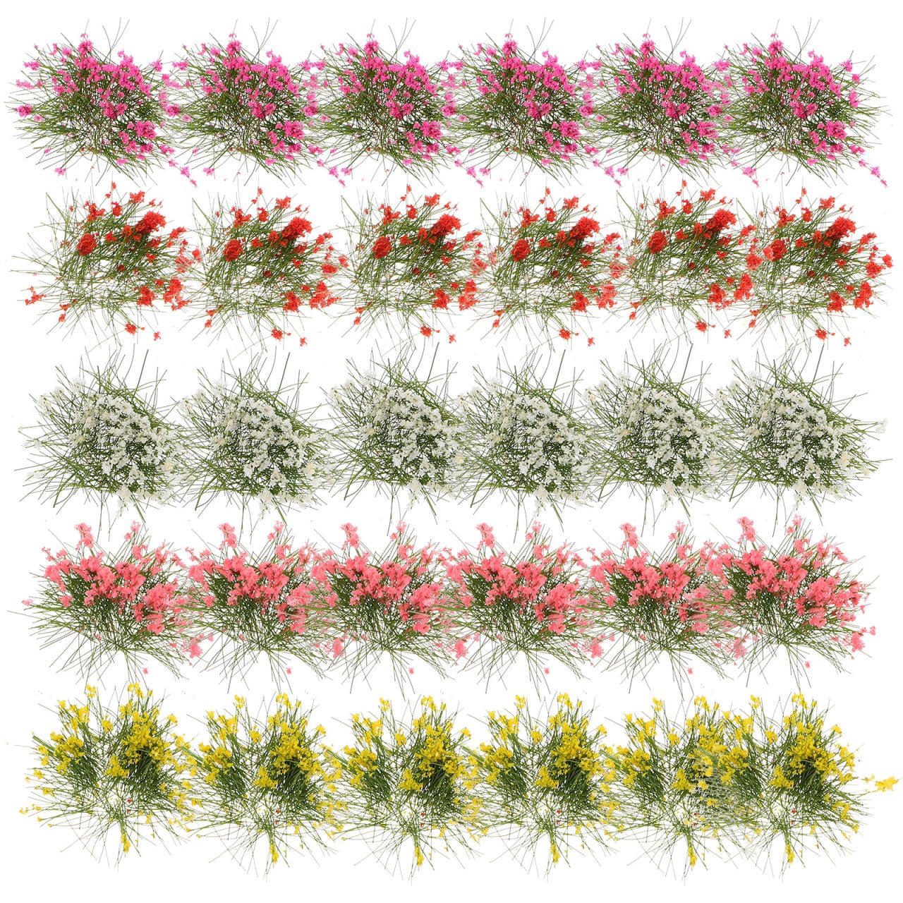 PartyKindom Static Flower Tufts Model Grass Tufts for Railway Miniature Scenery Landscape Decoration Diy Model Building Accessories 11X0.8X0.2 Inch