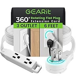 GEARit 360 Rotating Flat Plug Extension Cord