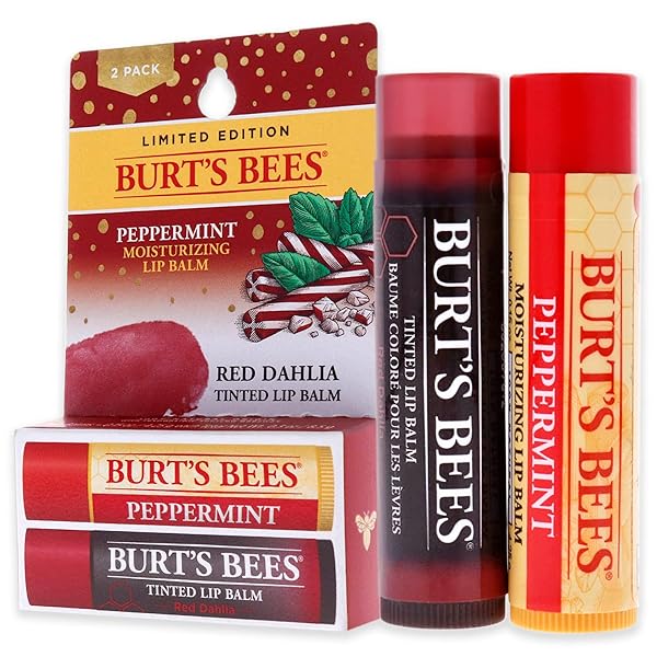 BURTS BEES BURTS BEES LIP BALM KIT UNISEX LIP BALM PEPPERMINT, RED DAHLIA TINTED, 0.15 OUNCE (PACK OF 2)