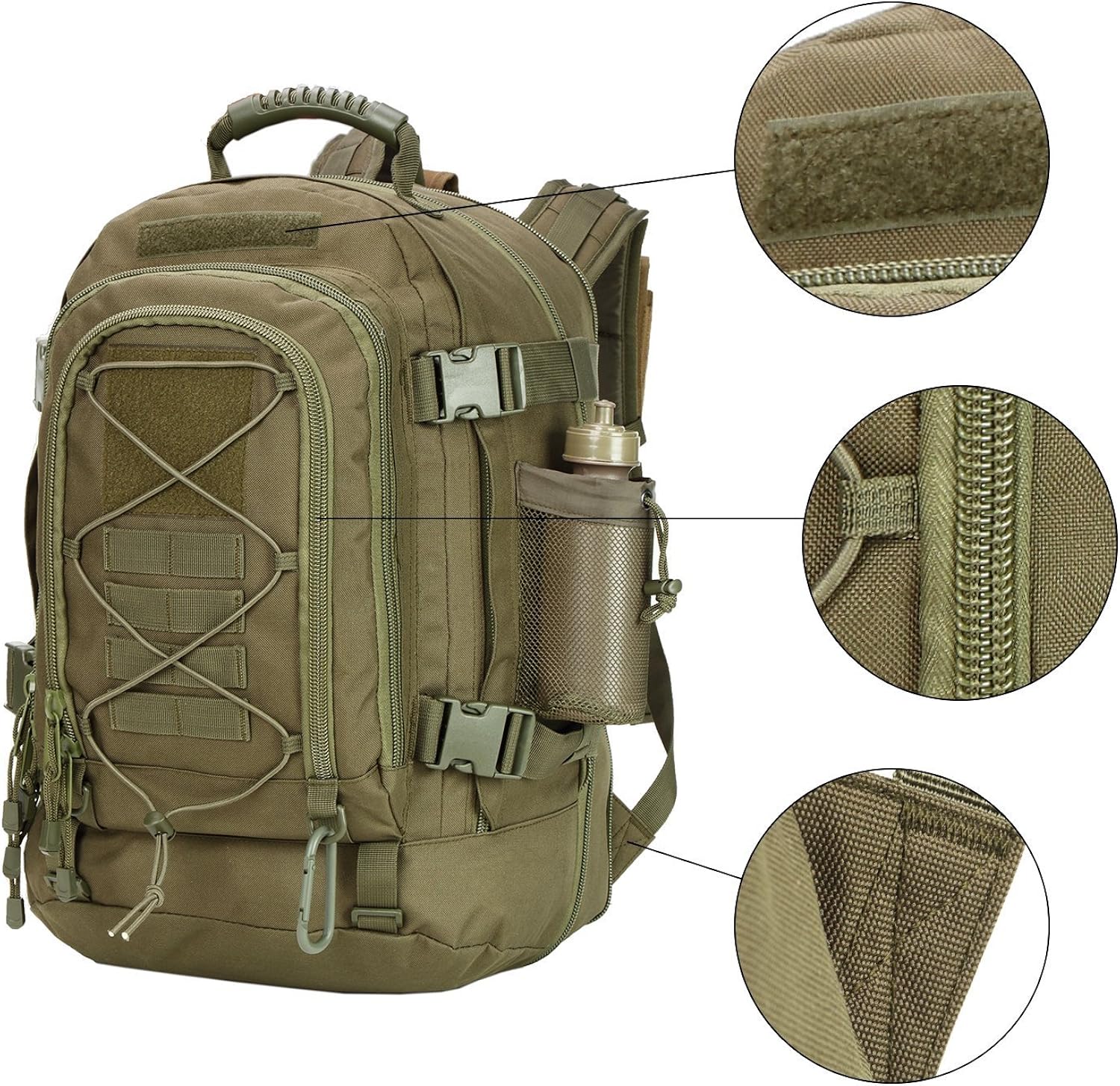 ARMYCAMOUSA 40L Outdoor Expandable Tactical Backpack Military Sport Camping Hiking Trekking Bag (OD Green 08001A) : Sports & Outdoors