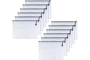 Oaimyy-B8,12 Pcs,Plastic Small Zipper Pouch Document Folders Bag & Zip File Folders for School Office Supplies, Travel,Puzzles Games Organizing Storage