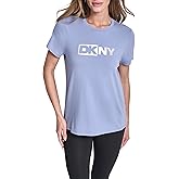DKNY Womens Short Sleeve Crew Neck Two Tone Logo T-Shirt