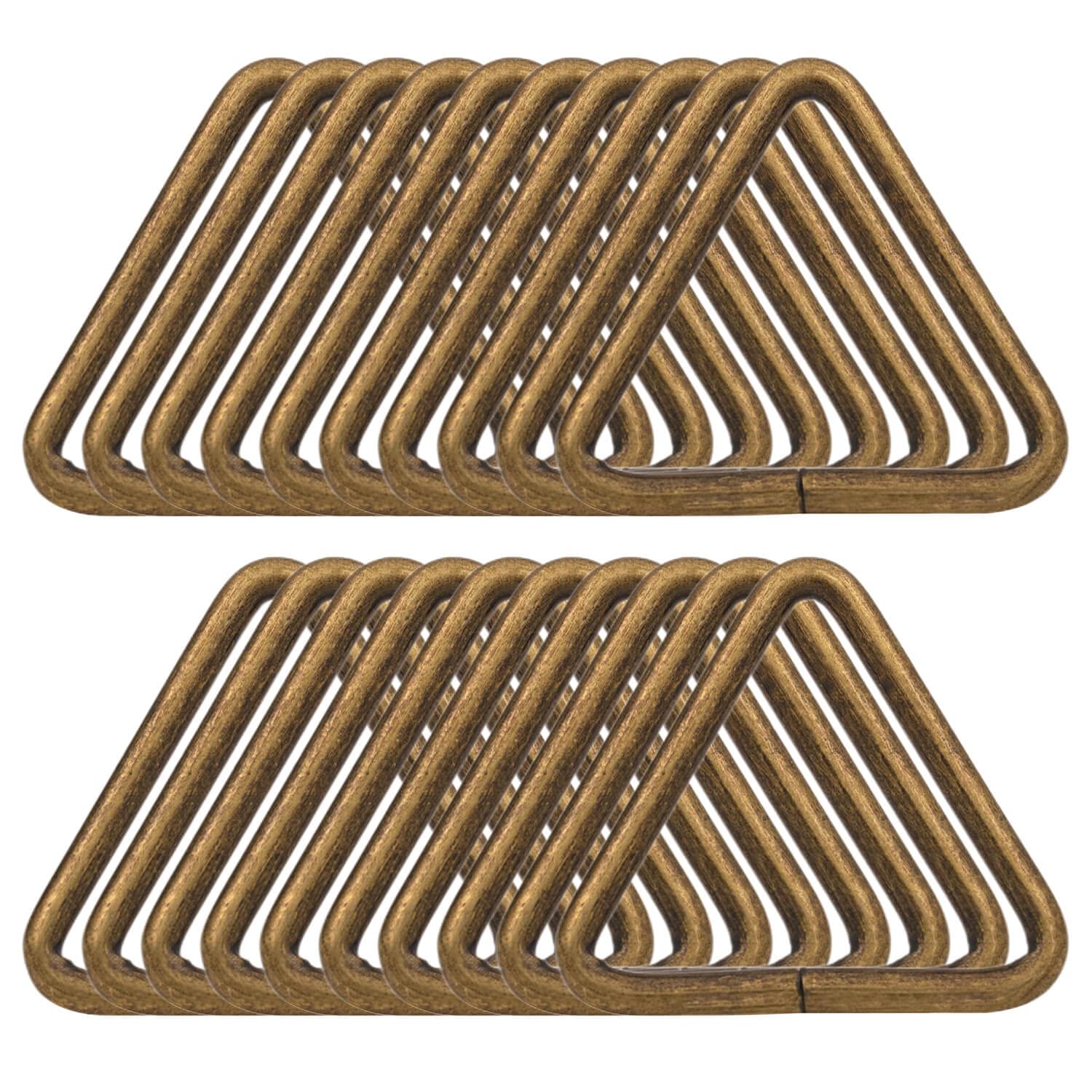 BIKICOCO 1-1/2'' Metal Triangle Ring Buckle Connectors Round Edge Webbing Bag Clasp Handbag Strap Making Hardware, Bronze - Pack of 20