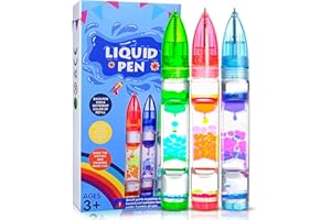 UIIOPJIOM 3PCS Liquid Pens Easter Basket Stuffers for Kids, Liquid Motion Bubble Fun Cool Pens Autism ADHD Anxiety Stress Relief Item Quiet Fidget Sensory Autistic Desk Toys Classroom Gift for Boys Girls