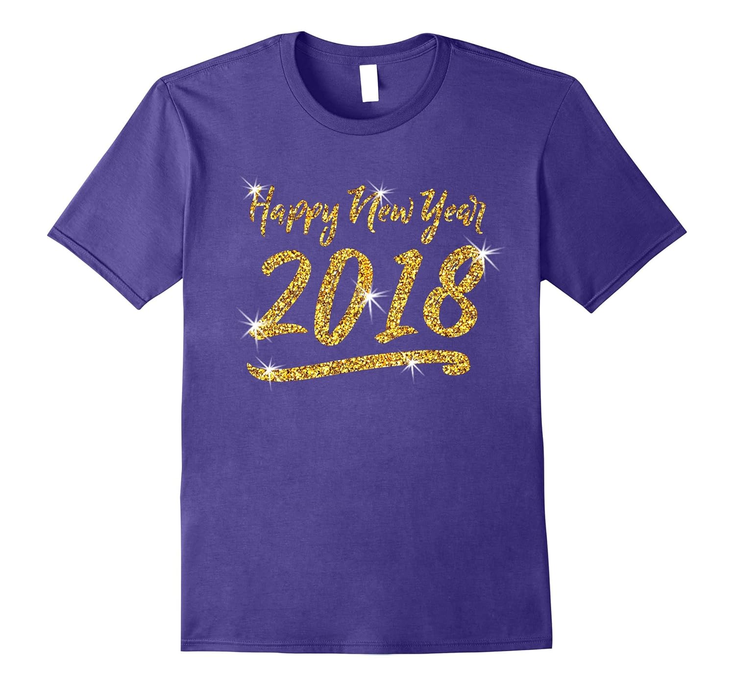 Happy New Year 2018 Faux Glitter T-Shirt for Women-ANZ