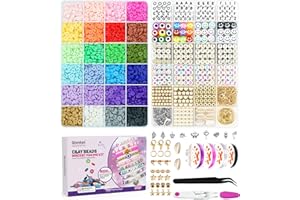 Gionlion Clay Beads Bracelet Making Kit, Pack 2 Boxes Preppy Clay Beads Letter Beads Spacer Beads and Charms Kit for Friendship Jewelry Making, Arts and Crafts Gifts for Girls Ages 8-12