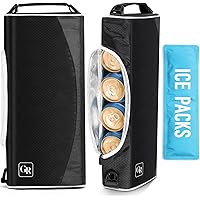Golf Cooler Bag Insulated with Ice Packs - Keeps 6 Beer Cans or 2 Wine Bottles Cold for Hours, Fits Discreetly in Golf Bags; 