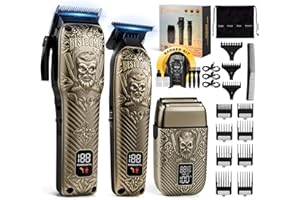 BESTBOMG® Hair Clippers for Men, Professional Hair Clippers, Beard Trimmer& Rechargeable Shaver Set, Metal T-Blade, LED Displ