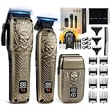BESTBOMG® Hair Clippers for Men, Professional Hair Clippers, Beard Trimmer& Rechargeable Shaver Set, Metal T-Blade, LED Display, Barber Hair Cutting Kit for Men Grooming & Gifts, BS-807E (Bronze)