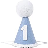 YOUAME Blue 1st Birthday Party Hat - Crown for Birthday Decorations, Photo Props, and Dressing