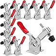 AConnet Adjustable Toggle Clamp 12 Pack 201-B Style Quick Release Toggle Latch Hold Down Clamp Antiskid Red Horizontal Clamp 360Lbs Holding Capacity Quick Release Woodworking Tool