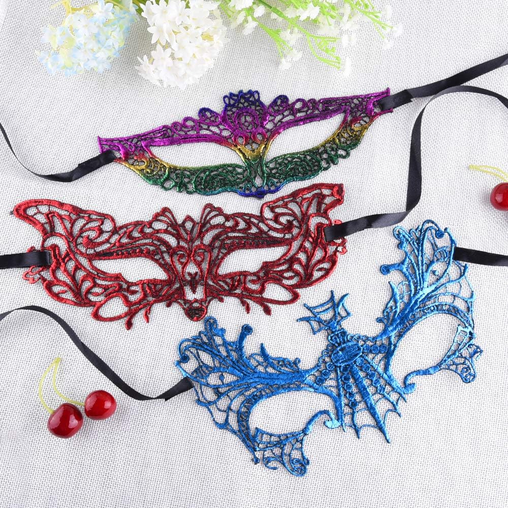 SIQUK 20 Pieces Lace Masquerade Mask Women Venetian Masks Lace Mask for Party Evening Prom Ball Bachelorette Party and Costumes, 9 Colors - Image 4