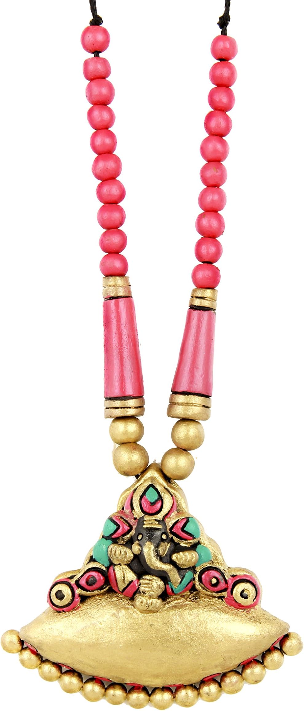 Hand Made Terracotta Jewellery Set (Gold & Pink)