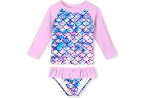 UNIFACO Toddler Girls Swimsuit Rashguard Set Summer Beach Breathable Tankini with UPF 50+ Sun Protection 2-8T
