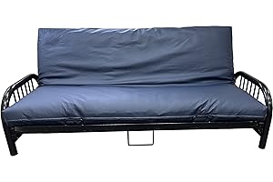 D&D Futon Furniture Leather Look Vinyl Futon Covers, Mattress Protector Slipcovers (Navy, Twin Size 6x39x75 in)