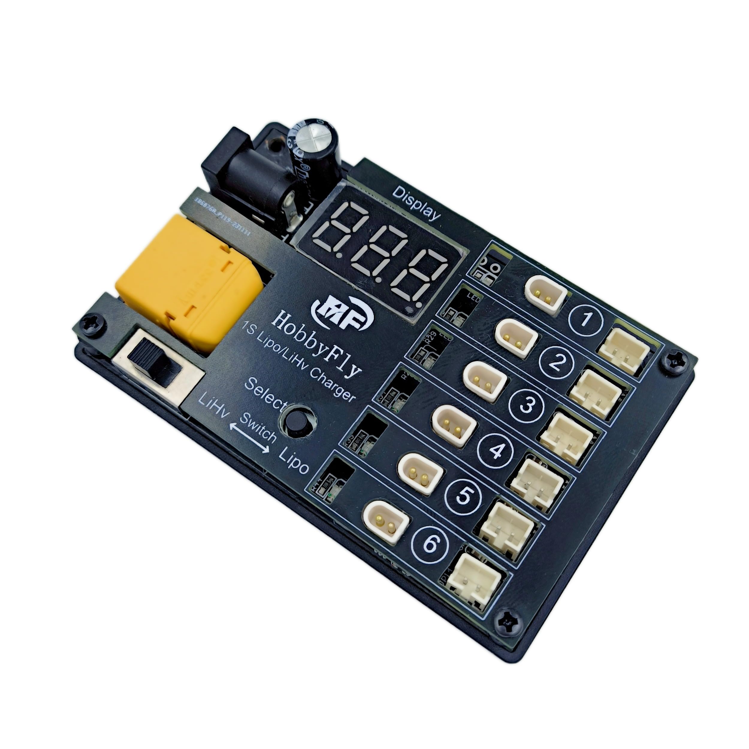 Photo 1 of HOBBYFLY 1S 3.7V/4.20V LiPo Battery Charger Board 6 Ports 3.8V/4.35V 1S LiHV Charger for 1S RC Drone Quadcopter Lipo Battery with BT2.0/PH2.0 Connector with Low Voltage Input Protection