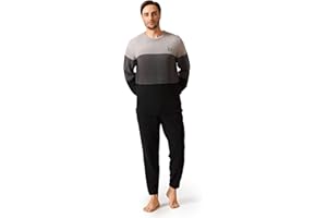 DAVID ARCHY Mens Pajamas Set Ultra-Soft Fleece Pajamas Warm Sleepwear Long Sleeve Lounge Set with Pockets