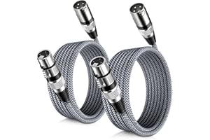Elebase XLR Microphone Cable 6.6FT,2 Pack XLR Male to XLR Female Mic Cord,3-Pin Balanced Shielded XLR Wire for Microphone,Rec