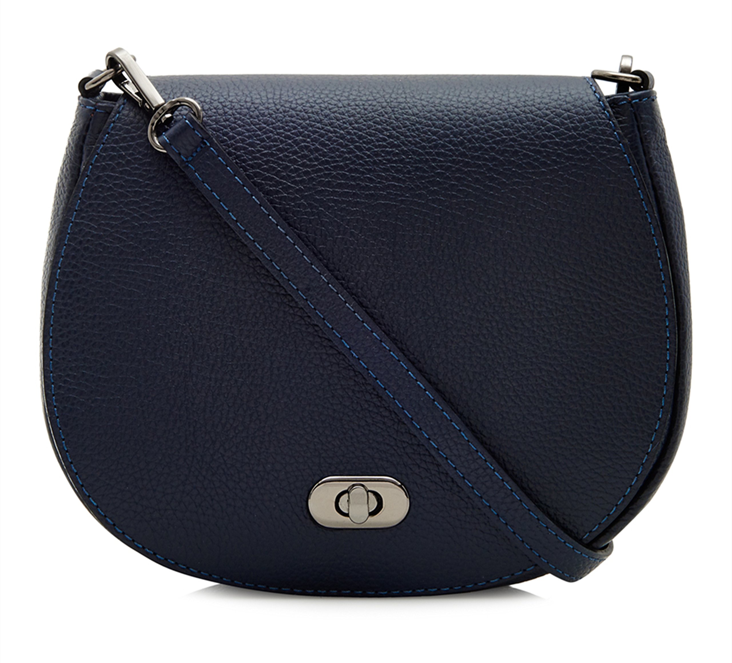 | Montte Di Jinne | 100% Genuine Italian Leather | Women's | Crossbody | Shoulder Bag | with Postman's Lock (Navy)