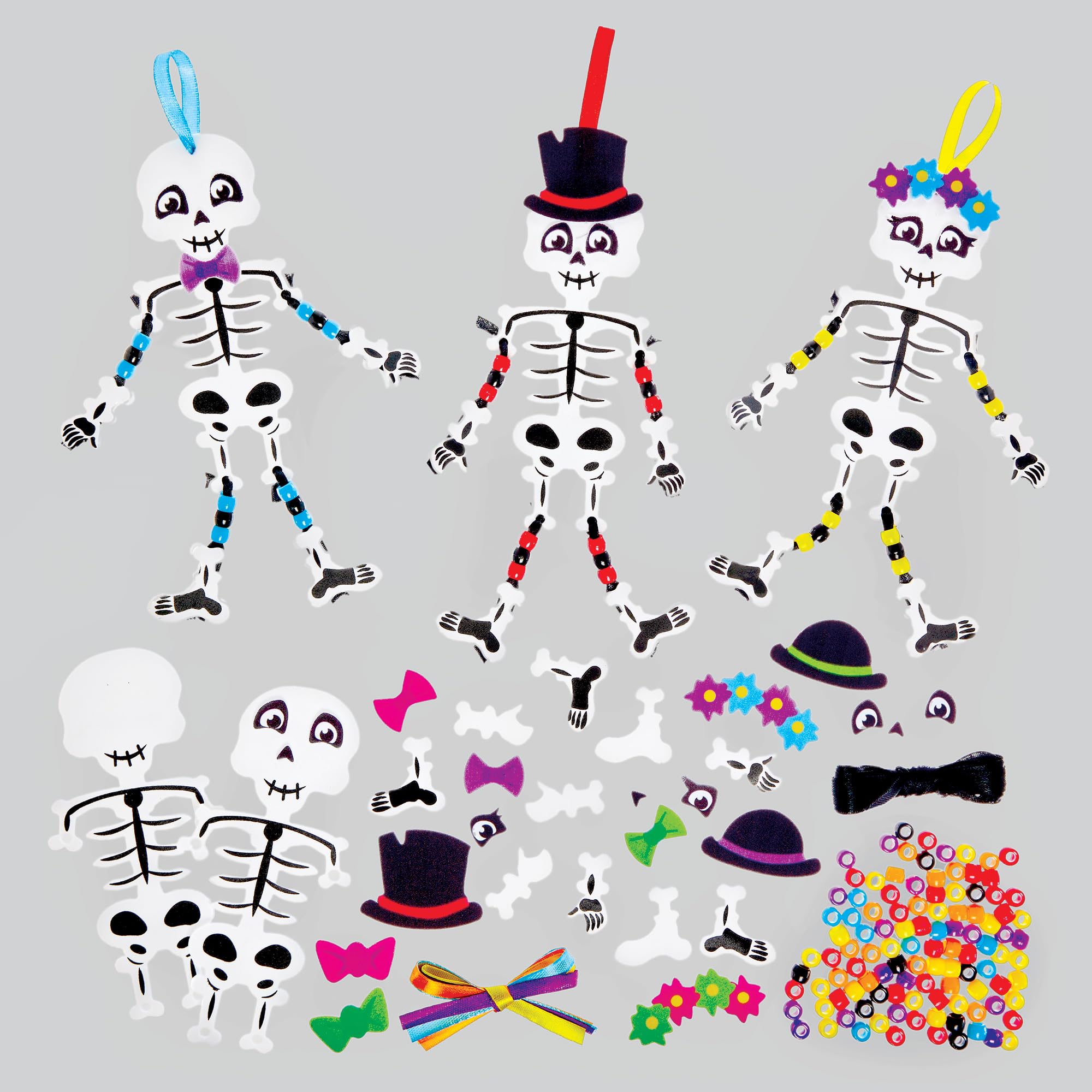 Baker Ross FX699 Skeleton Dangly Arm and Leg Decoration Kits - Pack of 5, Halloween Decoration Arts and Crafts for Kids