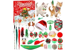 Natonhi Cat Advent Calendar 2025,24 Days Christmas Countdown Calendar for Pets with Interactive Toys & Costume Accessories, C