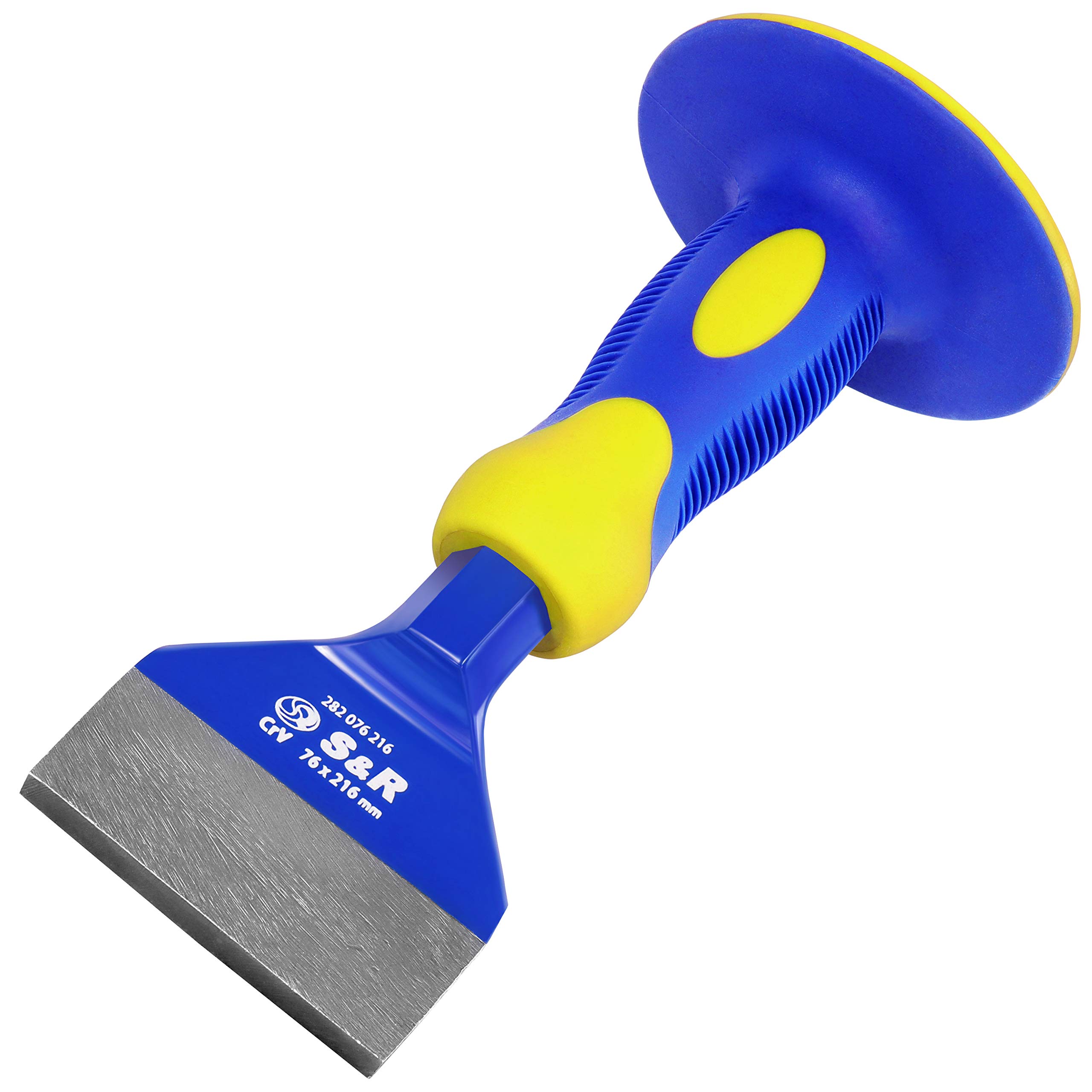 S&R Tile Chisel 216 x 76 mm - Brick and Hand Tile With Chrom-Vanadium Steel Blade, Hand Protection, Specially Bevelled Edge