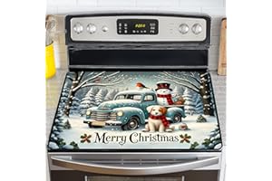 NYZE Christmas Stove Top Cover for Electric Stove,Glass Stove Top Cover, Heat Resistant Glass Cooktop Cover, Stovetop Protector, Kitchen Decor, Dish Drying Mats Cover for Ceramic Washer Top 28.5x20.5 inch