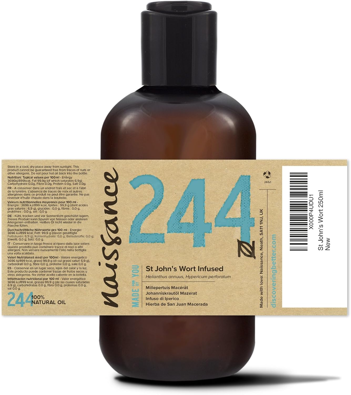 Naissance St John's Wort Oil (No. 244), 225ml, Pure, Natural, Infused in Sunflower Oil - Image 4