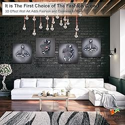 4 Piece Set Bedroom Wall Decor Love Heart Gray 3D