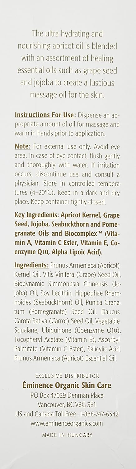 Eminence Apricot Body Oil, 8.2 Ounce : Eminence Organic Skin Care : Beauty