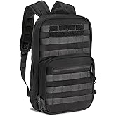 Cargo Works® 14" Black Tactical Laptop Backpack For Men, Small Backpack with MOLLE Attachments, EDC Compact Tactical Backpack