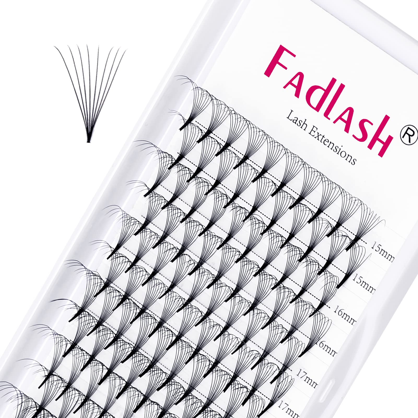 Fadlash Pre Made Fan Eyelash Extensions 8D-0.07D Curl Mix 15-20mm Pointy Base Premade Volume Russian Lashes