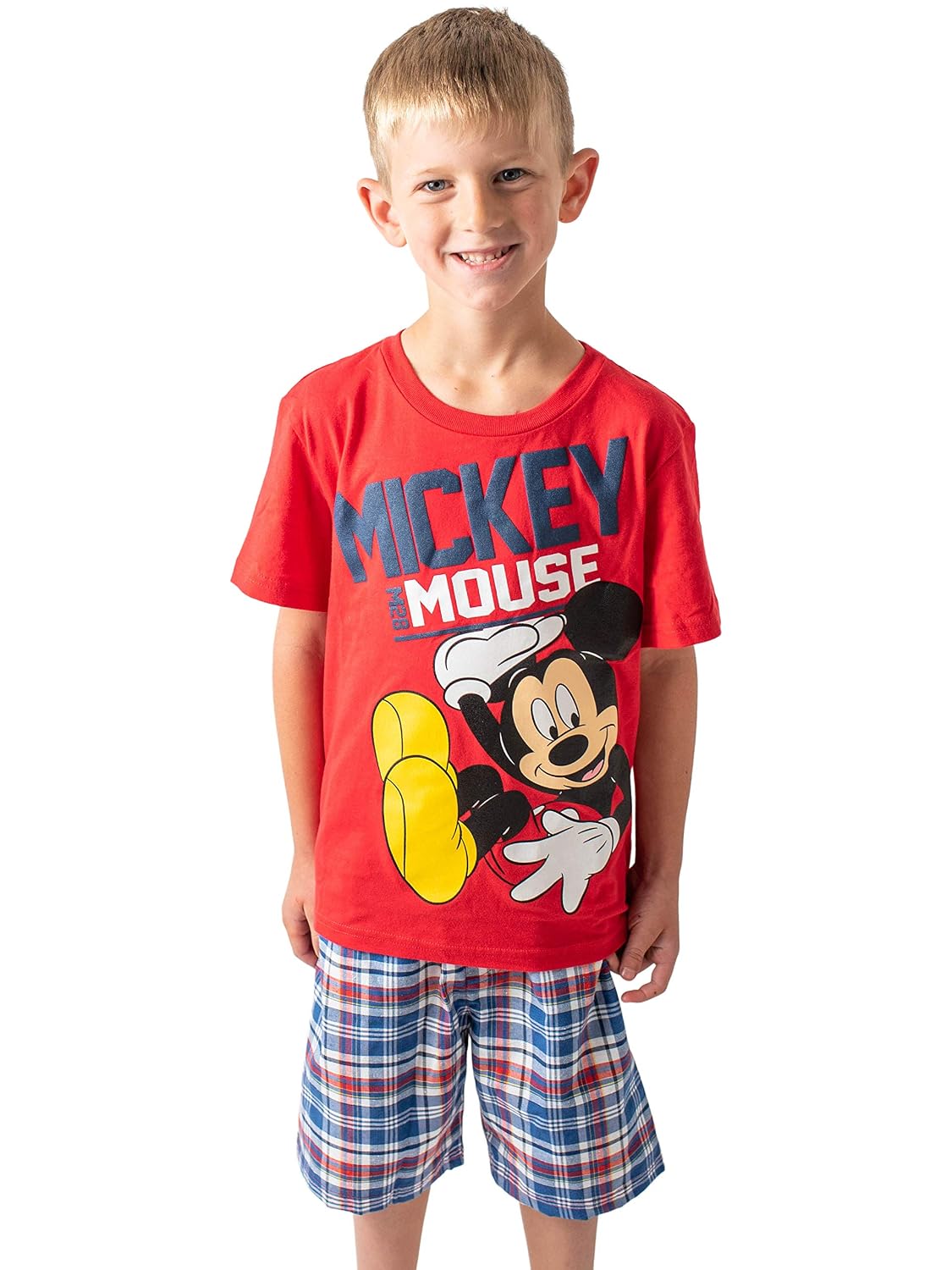 Disney Boys Mickey Mouse Plaid Short 