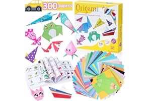 WEBSUN Origami Paper for Kids, 300 Sheets Colorful Origami Paper Kit 5.5Inch, 100 Origami Projects & Easy Origami Book Origami Kit for Kids, Creativity Training & Brain Development Origami Set for Kids