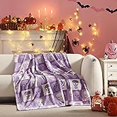 Betsey Johnson - Blanket, Buttery-Soft Throw Blanket for Couch or Bed, Boldly Plush & Oversized Bedding (Cracked Checkered Skull Purple, 50" x 70")