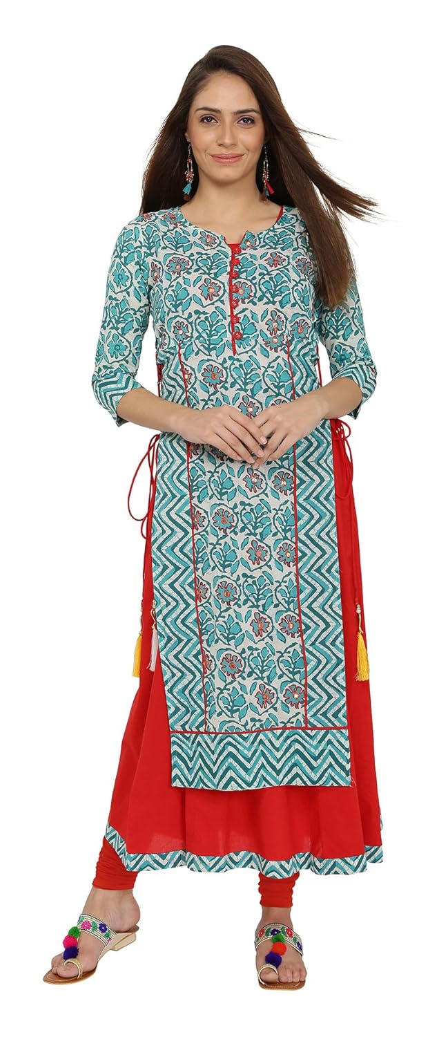 gulmohar jaipur women's cotton a-line kurta