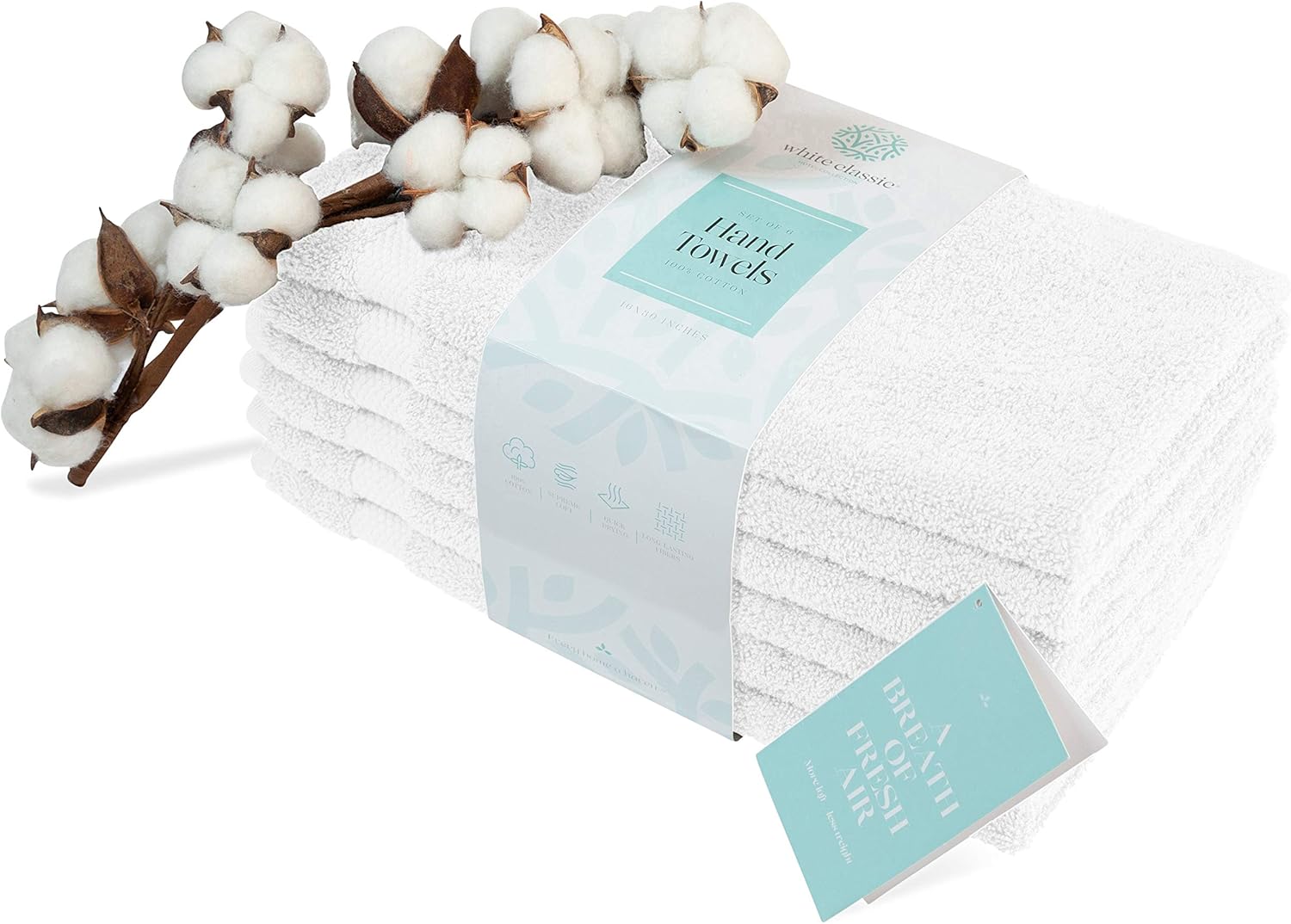 Luxury White Hand Towels - Soft Circlet Egyptian Cotton | Highly Absorbent Hotel spa Bathroom Towel Collection | 16x30 Inch | Set of 6: Kitchen & Dining