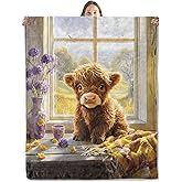 xmwjfd Cute Highland Cow Blanket, Cozy Plush Fluffy Calf by The Window Throw Blanket for Couch Bedroom Outdoor, Lightweight Soft Flannel Travel Blankets, Gifts for Women Kids, Warm Decor 50"×60"