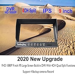 HD 1080P Backup Camera 9" Monitor DVR Kit,4 x IR