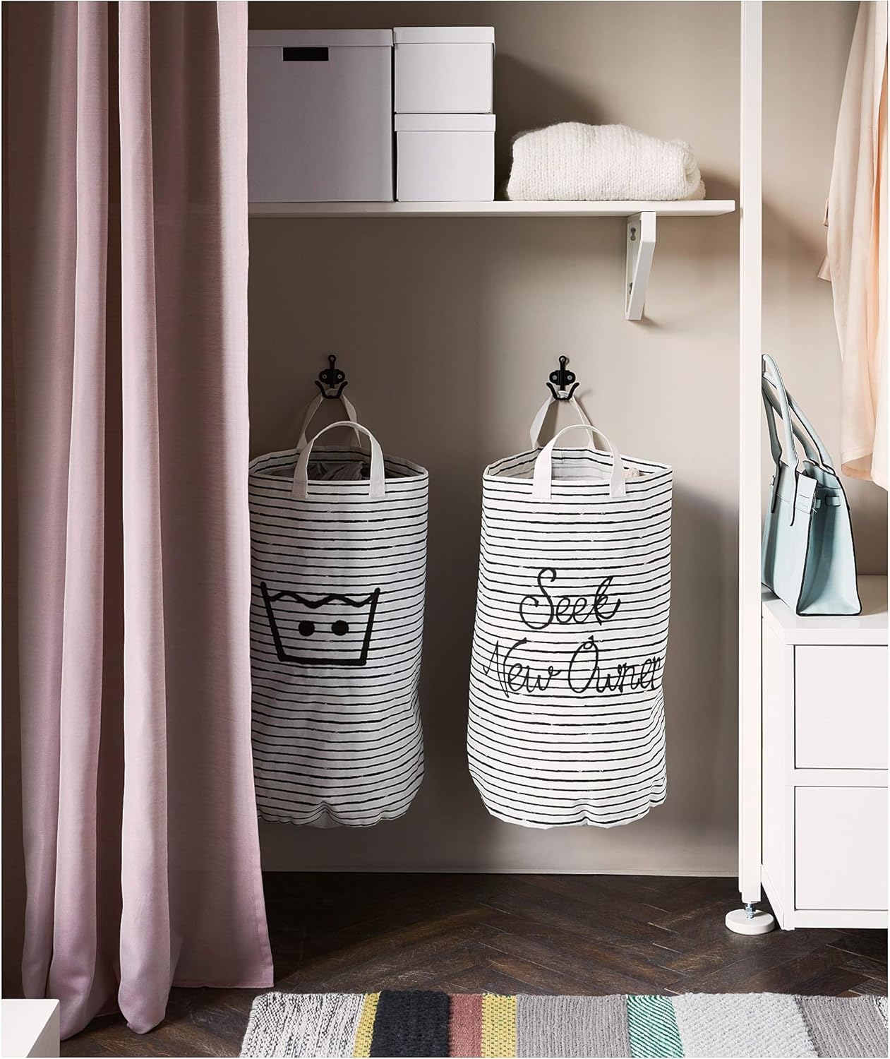 Amazon ｉｋｅａ イケア Klunka ランドリーバッグ60 L ホワイト ブラック 303 643 72 ランドリー収納 オンライン通販