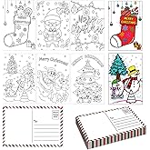 FENGHERUIA 54 Pack Christmas Color Your Own Postcards Blank 4x6 inch Postcards 6 Designs Coloring Merry Xmas Greeting Cards for Family School Classroom Party Favors