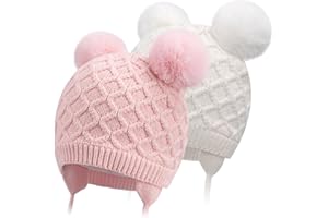 Labeol Baby Hats,Soft Warm Winter Knit Baby Beanie Hat with Earflap,Cute Pom-pom Ears Fall Winter Caps for Toddler Girls Boys