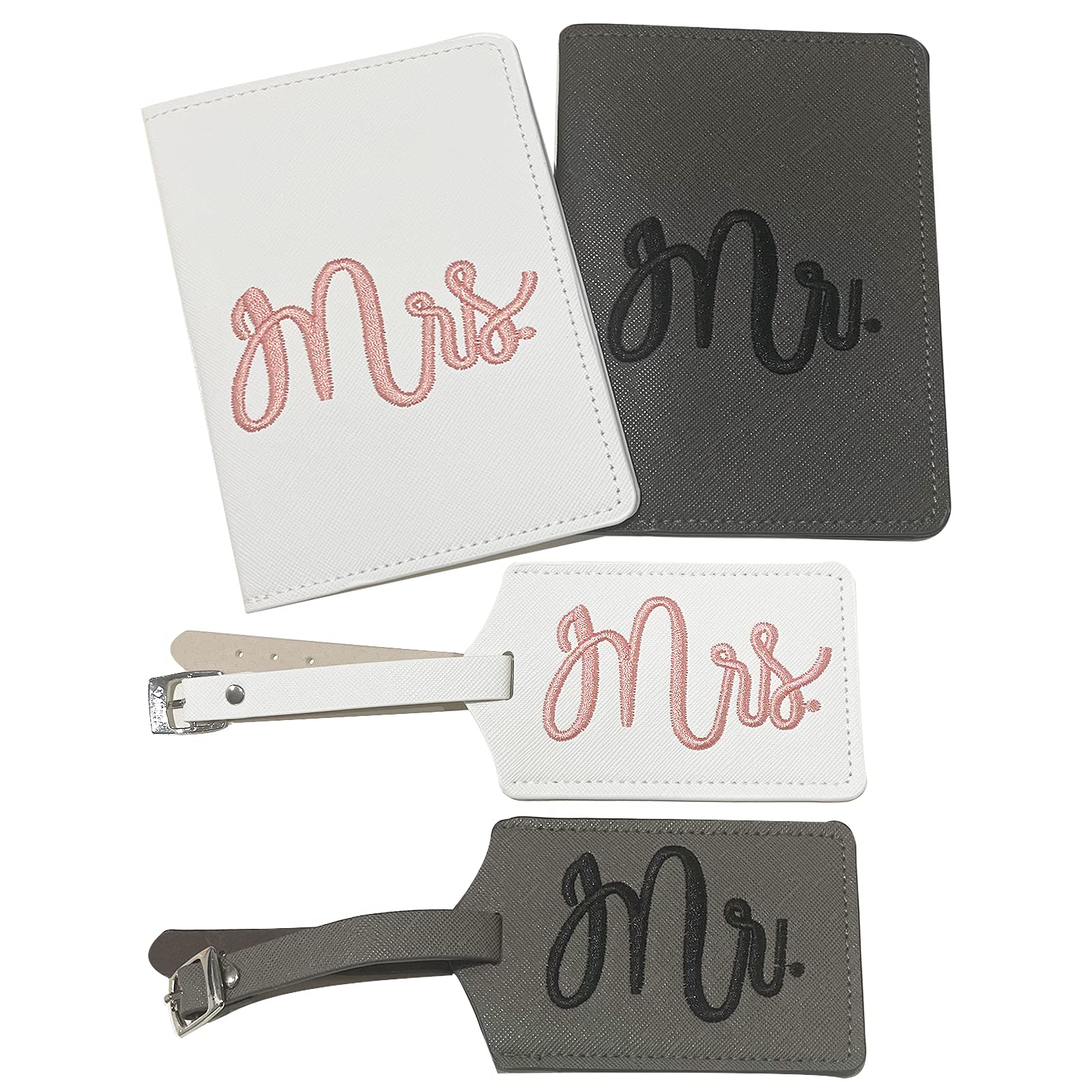 Passport Cover/Passport Wallet and Luggage Labels,Passport Holder Set,Travel Accessories Identifier Labels,Luggage Tags for Travel Suitcase,Baggage Tags for Suitcases Mr. and Mrs - Gift for Newlyweds