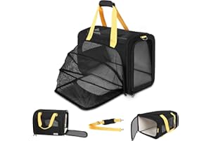pidipiti 19 x 13 x 9 TSA Approved pet Carrier for cat and Small Dog up to 12-15 lbs,Turn Down to Putted underseat for Southwest Allegiant and Other Airlines Have 9'' or 9.5'' Height Space