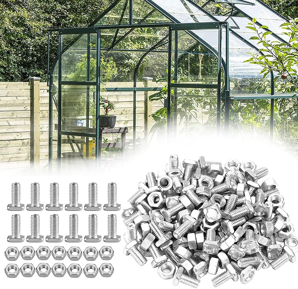 XCOZU 50 Pcs Nuts and Bolts Set Greenhouse Aluminium Fasteners Square Head