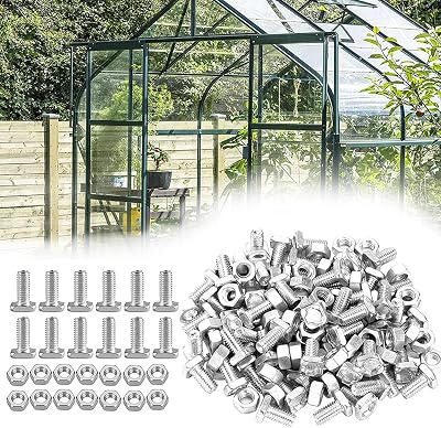 XCOZU 50 Pcs Nuts and Bolts Set Greenhouse Aluminium Fasteners Square Head